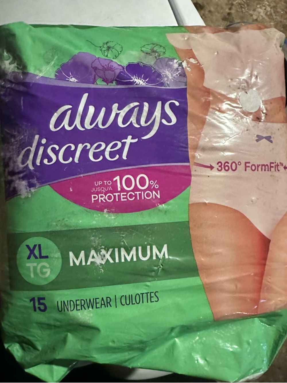 Always Discreet Maximum XL Green Purple Pink Pack of 15